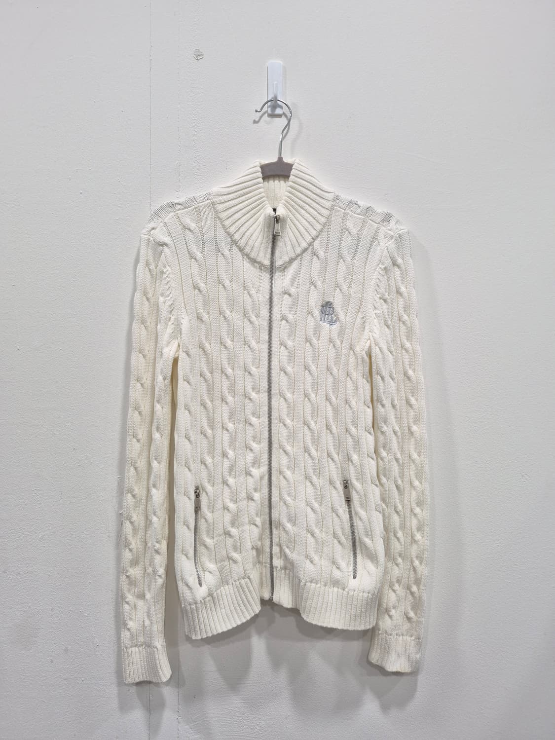 폴로랄프로렌 RL로고 케이블 집업 가디건 여성 S사이즈(화이트) 상품이미지1