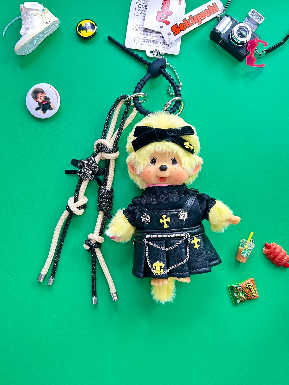 (70) 힙걸💛🌟🖤정품 몬치치 커스텀 블랙 레더 원피스키링 상품이미지1