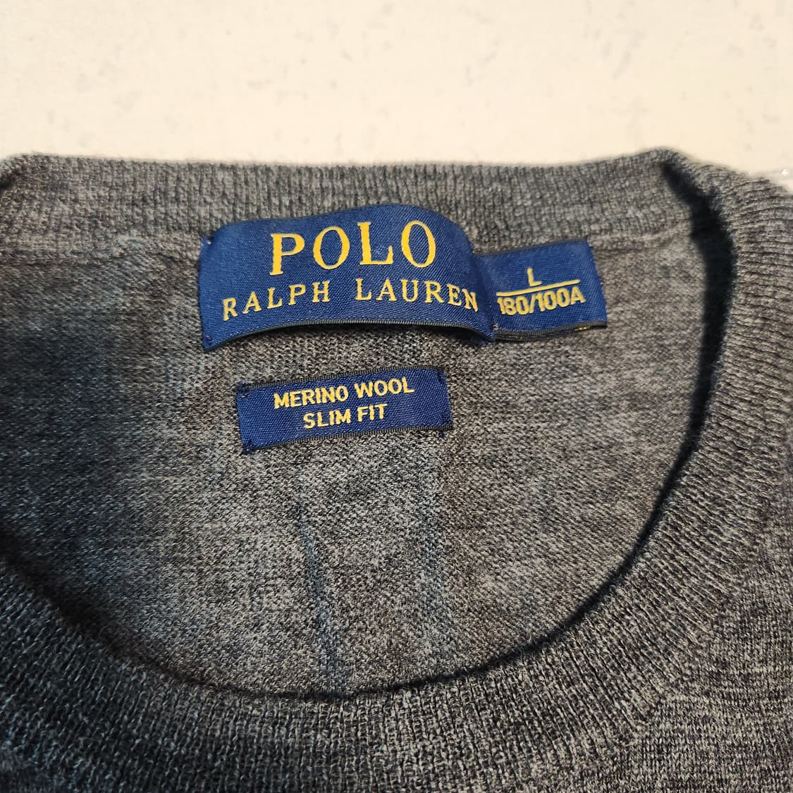 폴로 랄프로렌 메리노울 슬림핏 니트 회색 상품이미지5