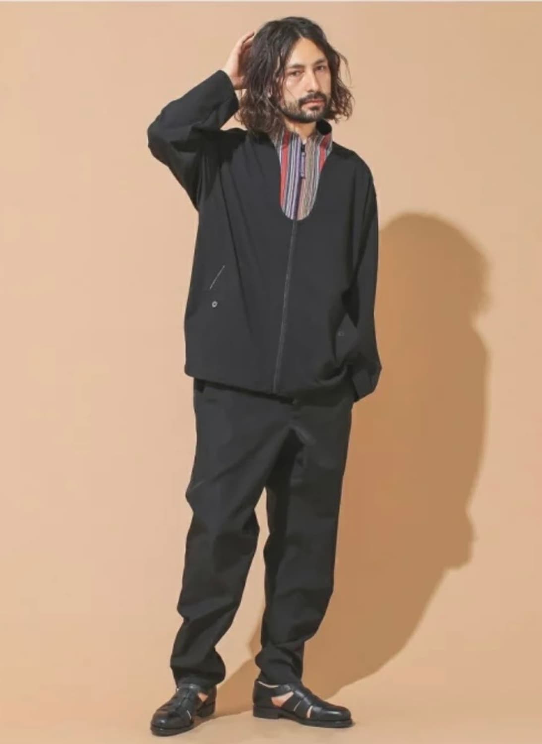 [L]Beams 빔즈라이트 스트라이프 집업 자켓 카키 상품이미지7