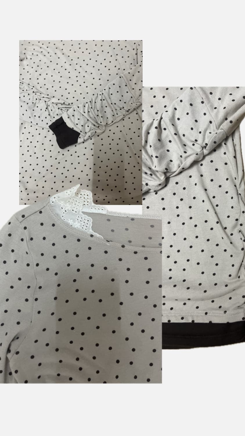 도트 레이어드 소매 디테일 핸드워머 티셔츠 상품이미지2