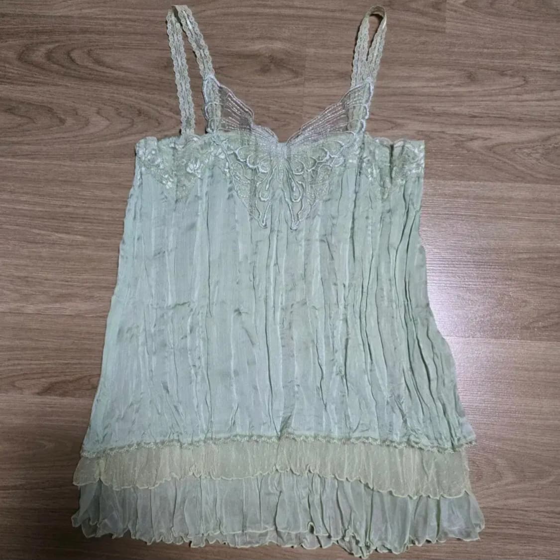 빈티지 나비 나시 민소매 민트 하구미 모리걸 상품이미지1