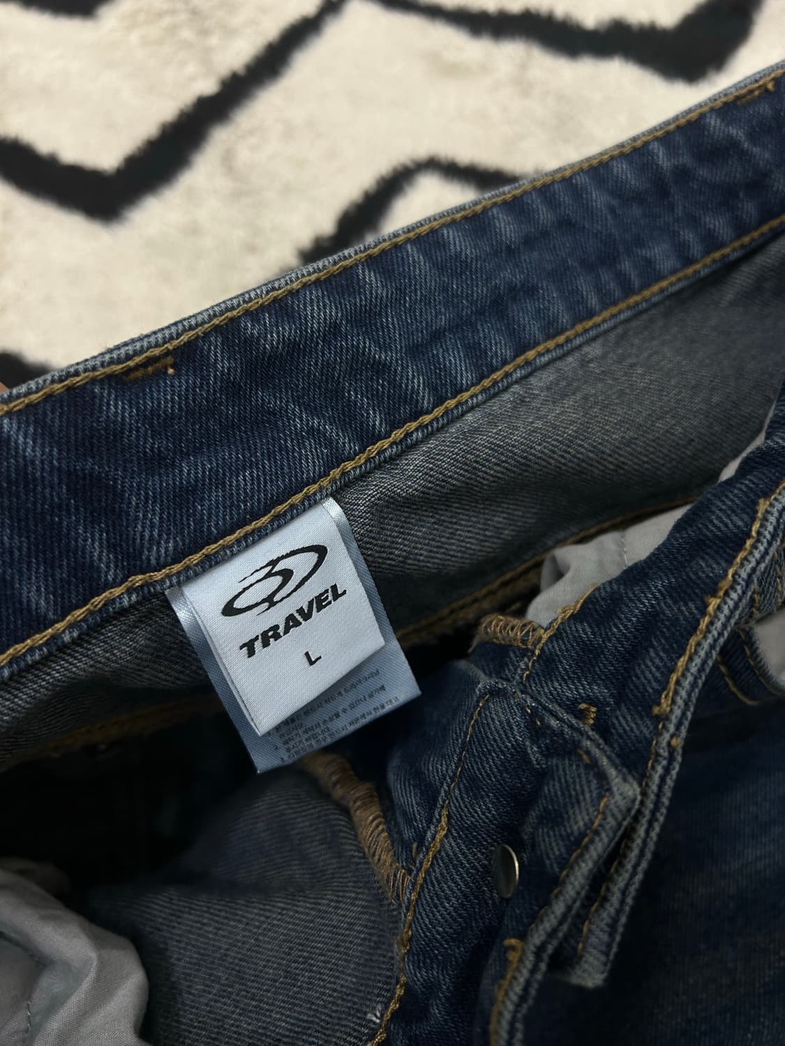 [L]트래블 절개 워싱 와이드 데님팬츠/인디고블루 상품이미지4