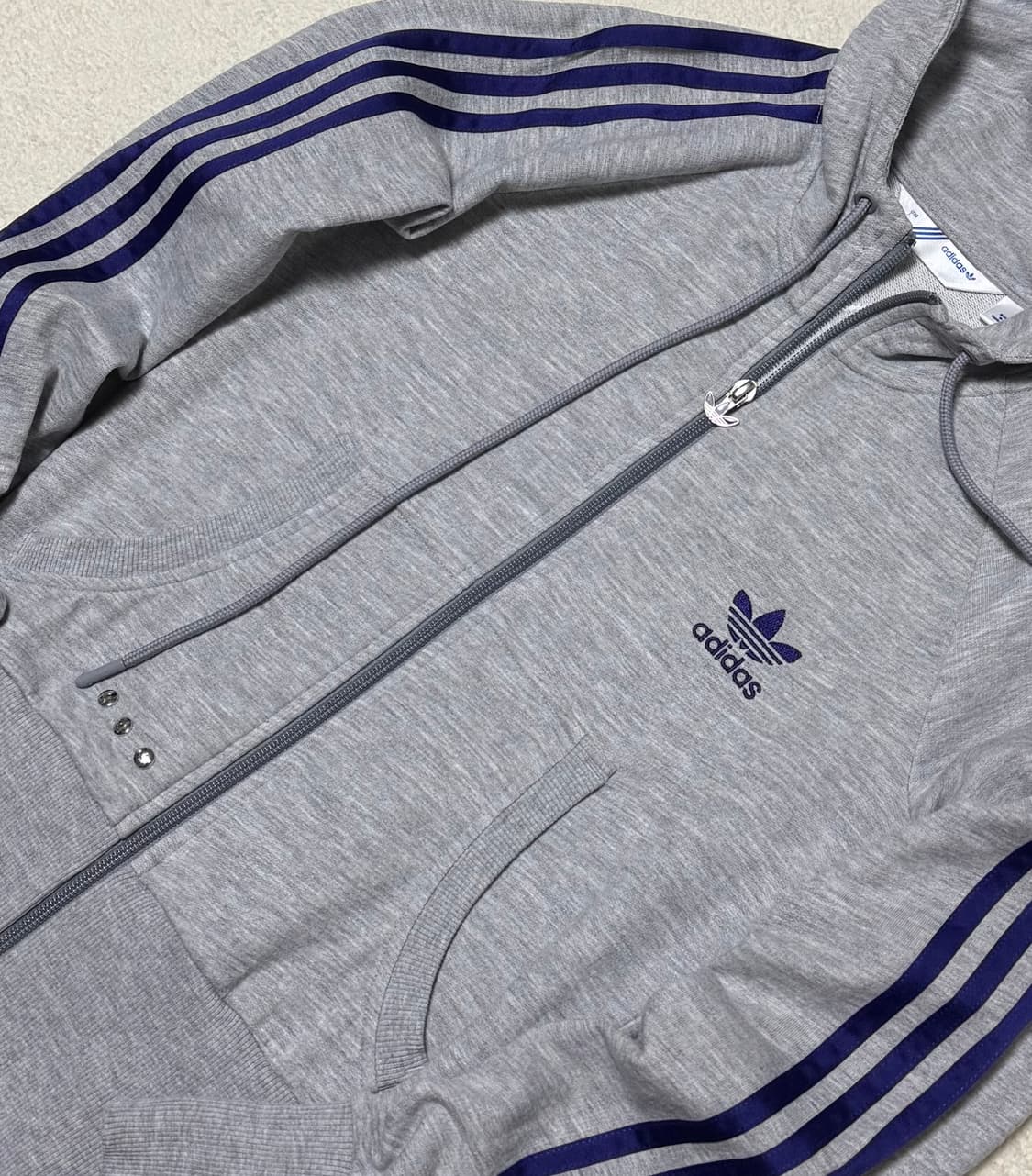 아디다스 그레이 퍼플 후드집업  상품이미지3