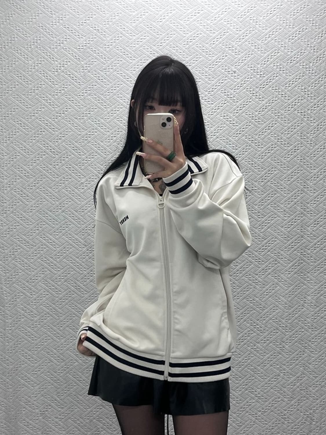 널디 올드스쿨 레트로 빈티지 화이트크림 져지 집업 M C09731 상품이미지1