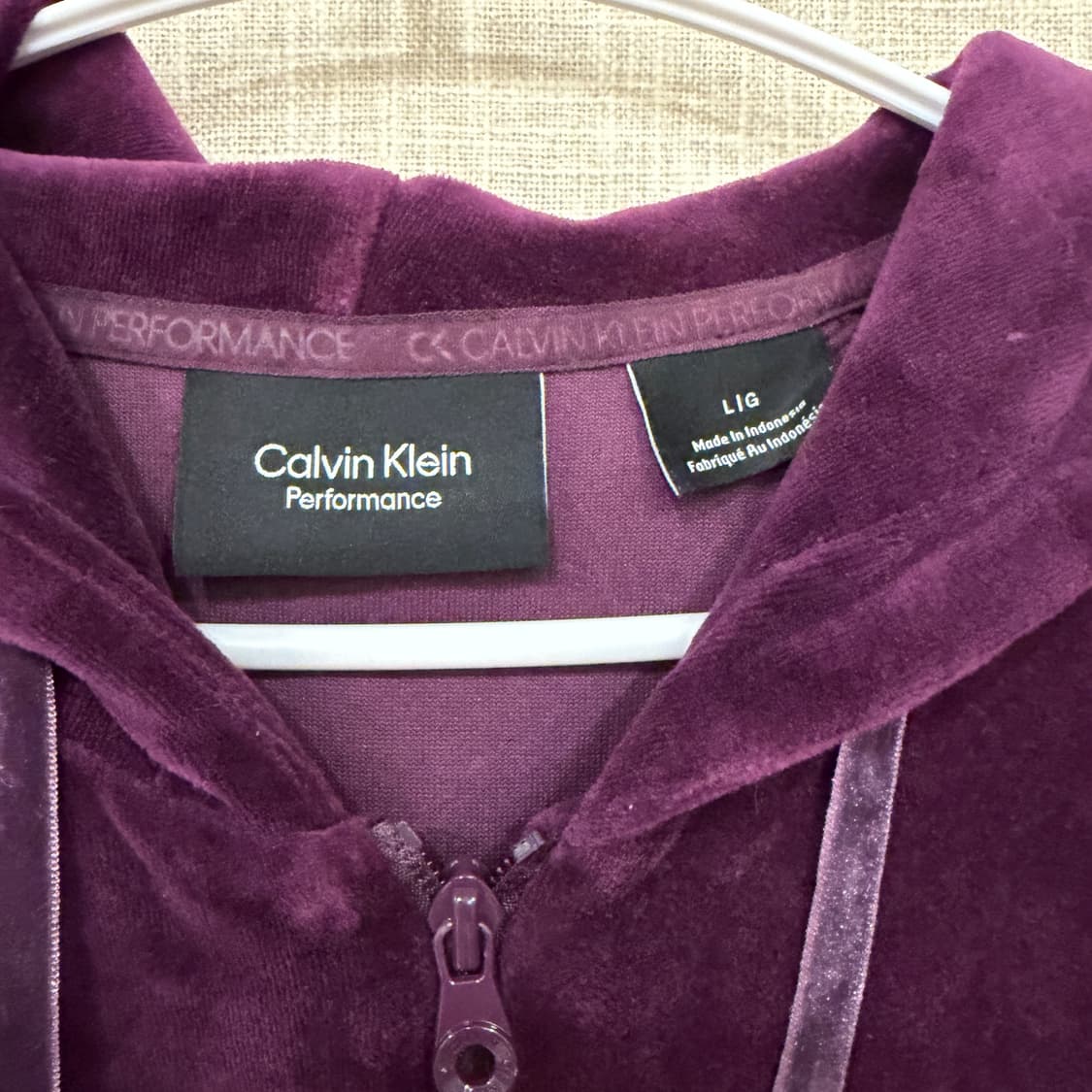 캘빈클라인 벨벳 트레이닝 후드집업 퍼플 L (w) 상품이미지5