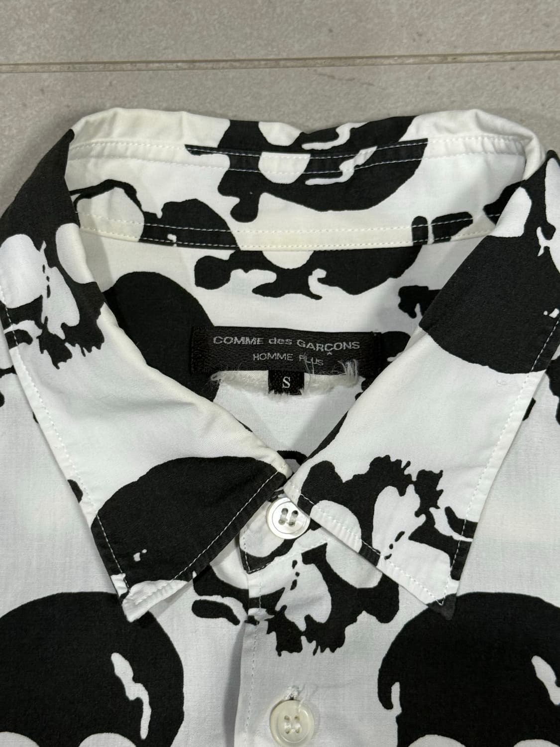 2010 꼼데가르송 해골 폭탄 체크 스트라이프 셔츠 상품이미지2