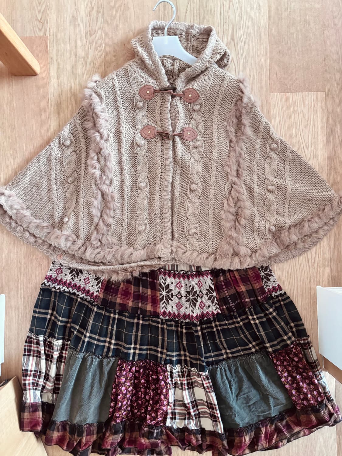 빈티지 모리걸세트 대장템 케이프 니트 패치스커트 모리노가토 상품이미지1