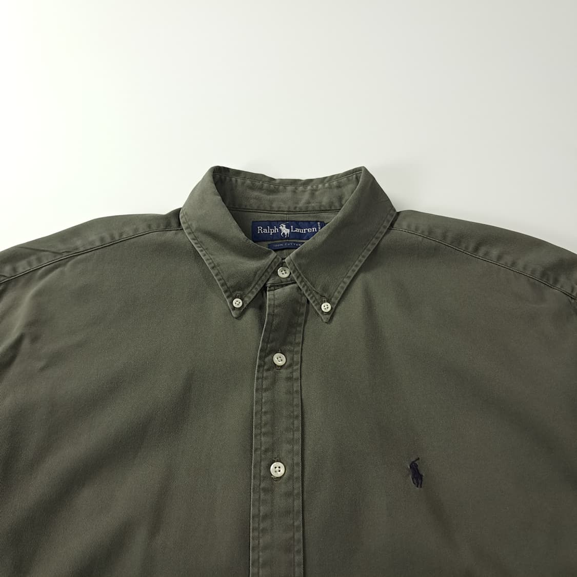 CK527 XL 폴로 90s 버튼다운 워시드 올리브그린 셔츠 남방 상품이미지2