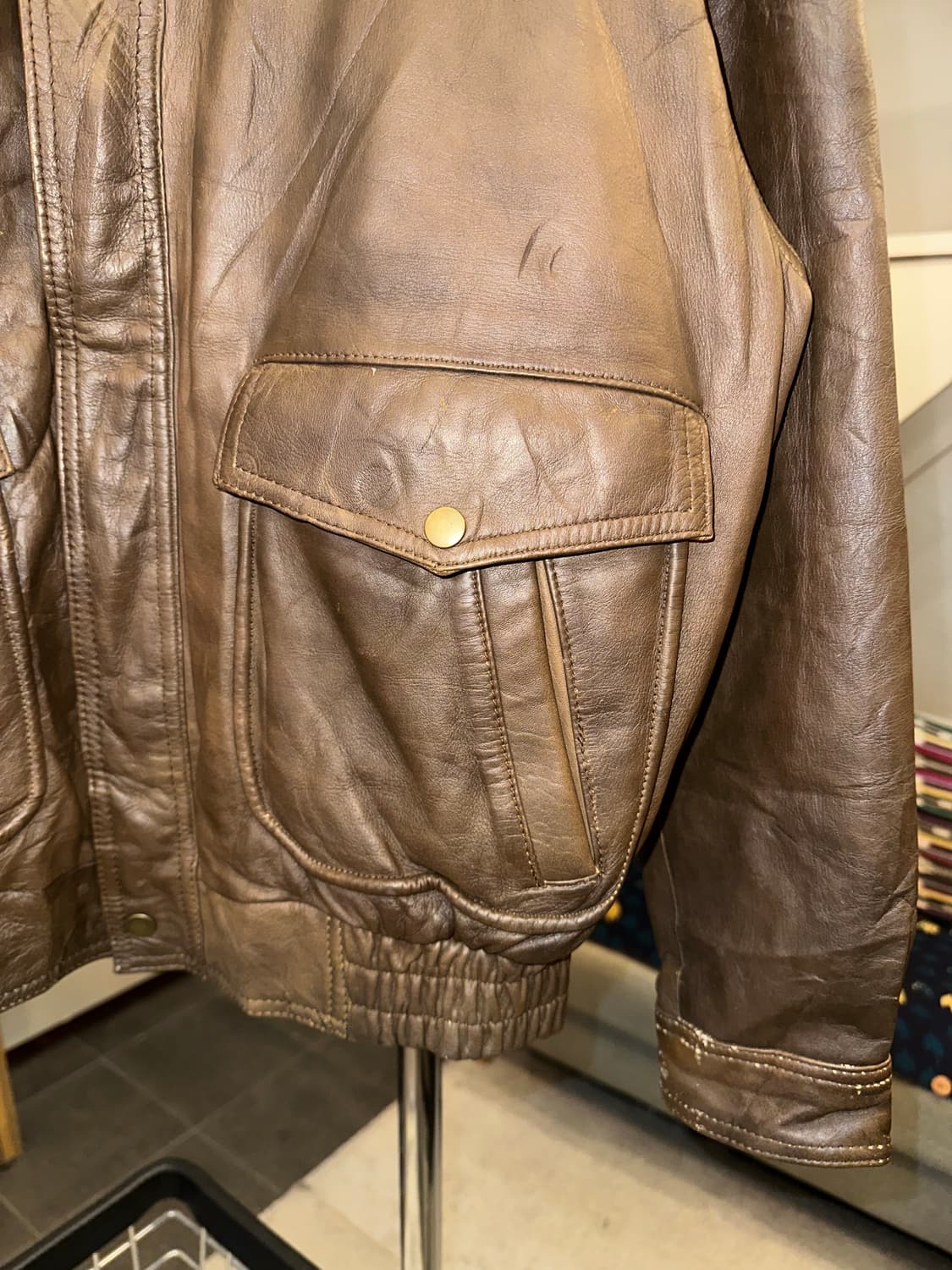 90’s Japanese shell-leather A-2 jacket 상품이미지6