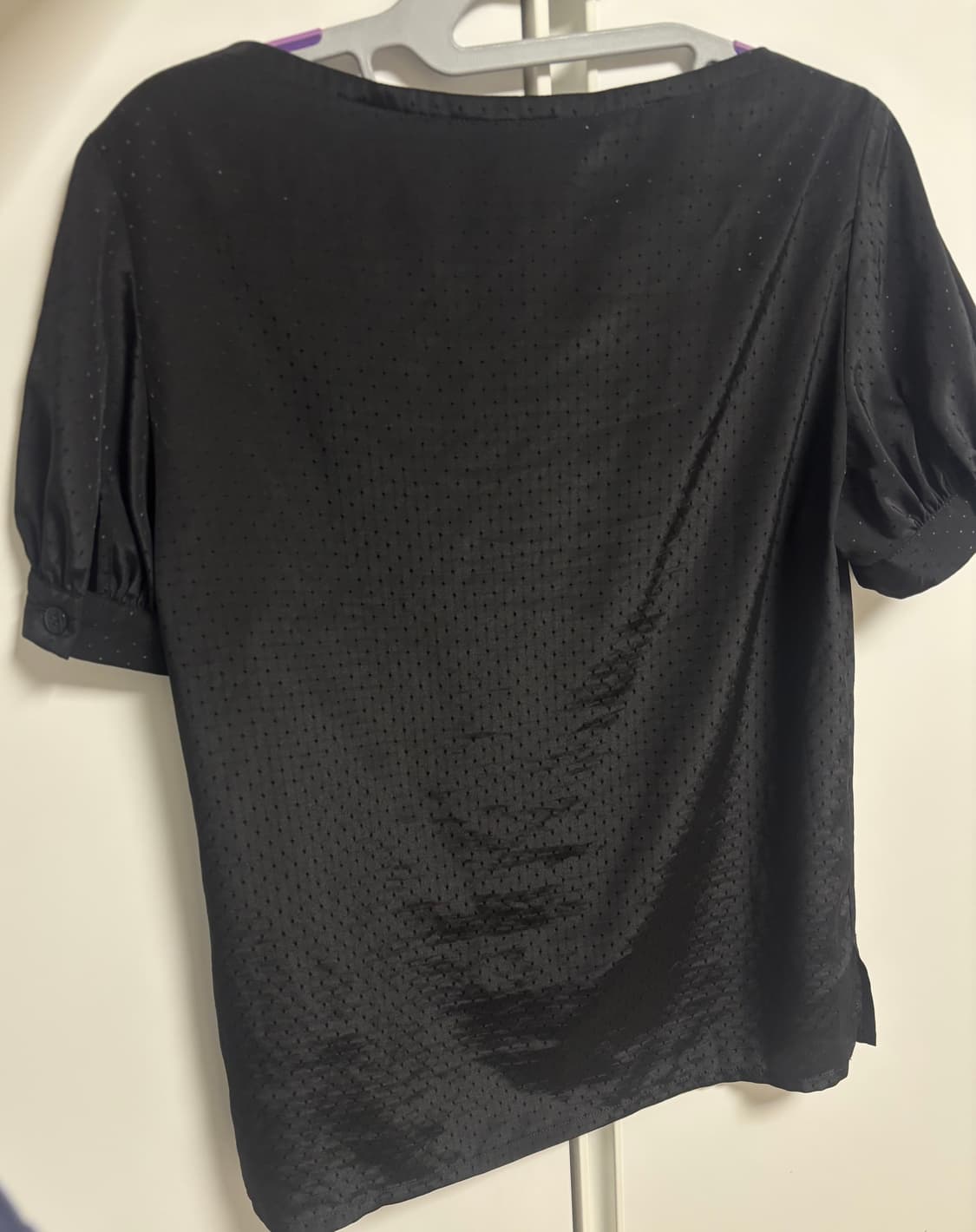 리미 푸 도트 패턴 숏 슬리브 블라우스 블랙 상품이미지4