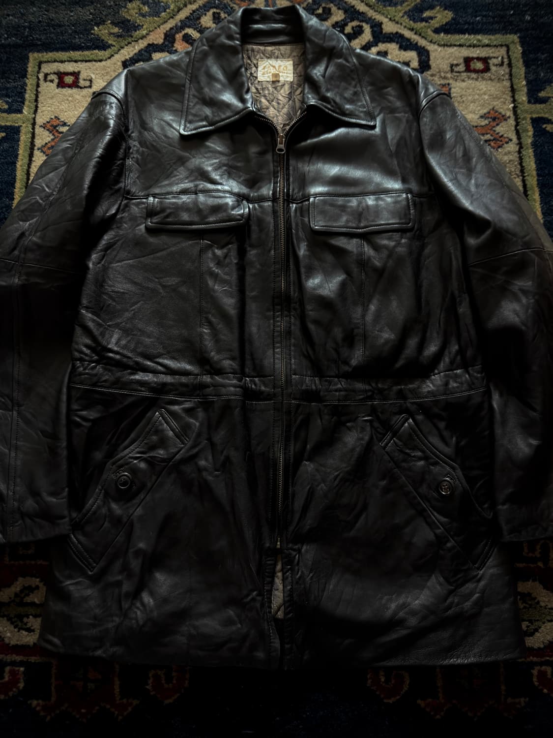 90s Takeo Kikuchi 썬페이딩 램스킨 레더 카코트 상품이미지3