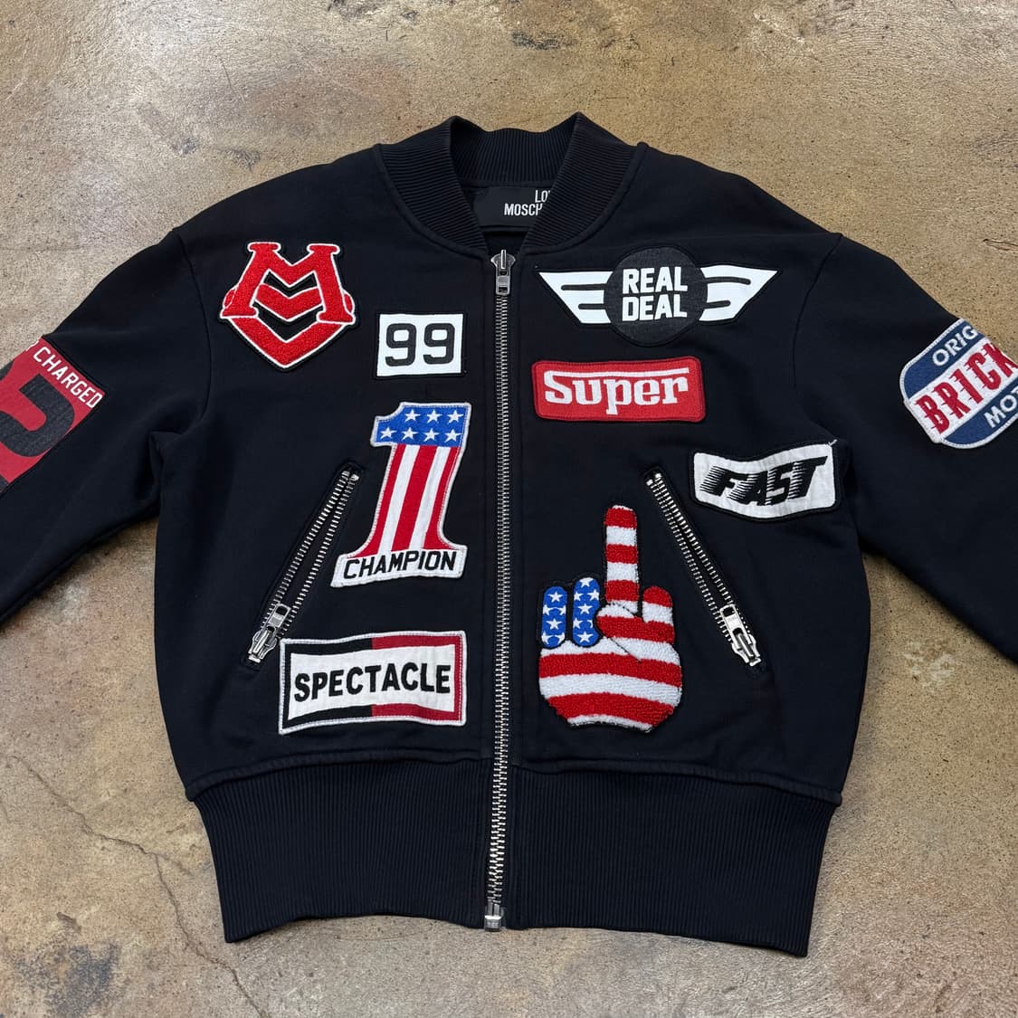 [정품/85] 러브모스키노 패치 블랙 봄버 자켓 b16 상품이미지3