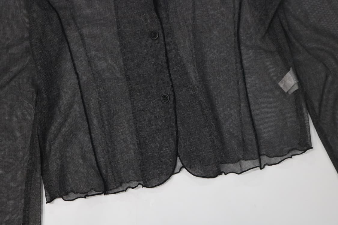 802s08 빈티지 시스루 메쉬 블랙 카라 가디건 셔츠 상품이미지5