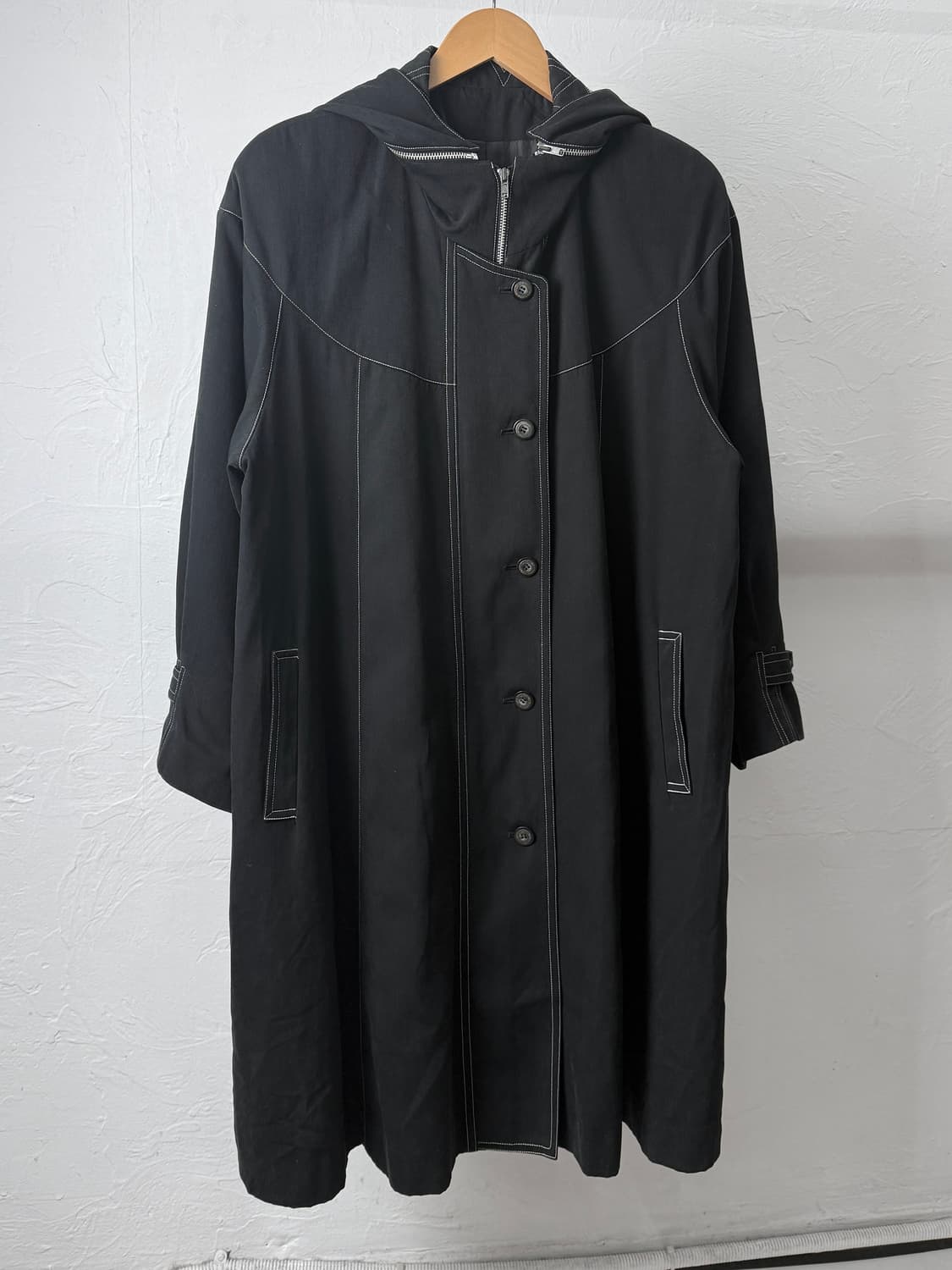 JPN 스티치 후드 롱 코트 상품이미지2