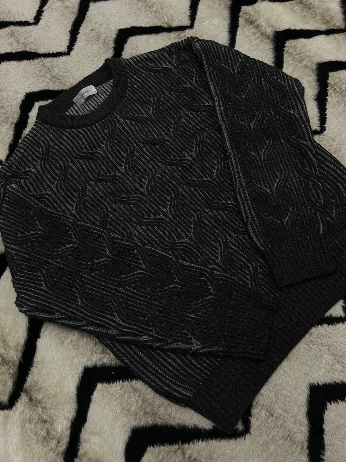 [L]메종미네드 오버핏 케이블 니트/챠콜 상품이미지1