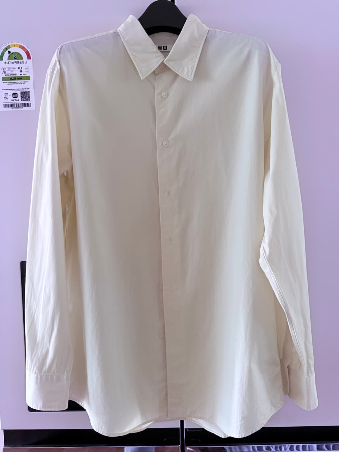 유니클로U 면셔츠 라지사이즈 연한 레몬색 100 상품이미지1