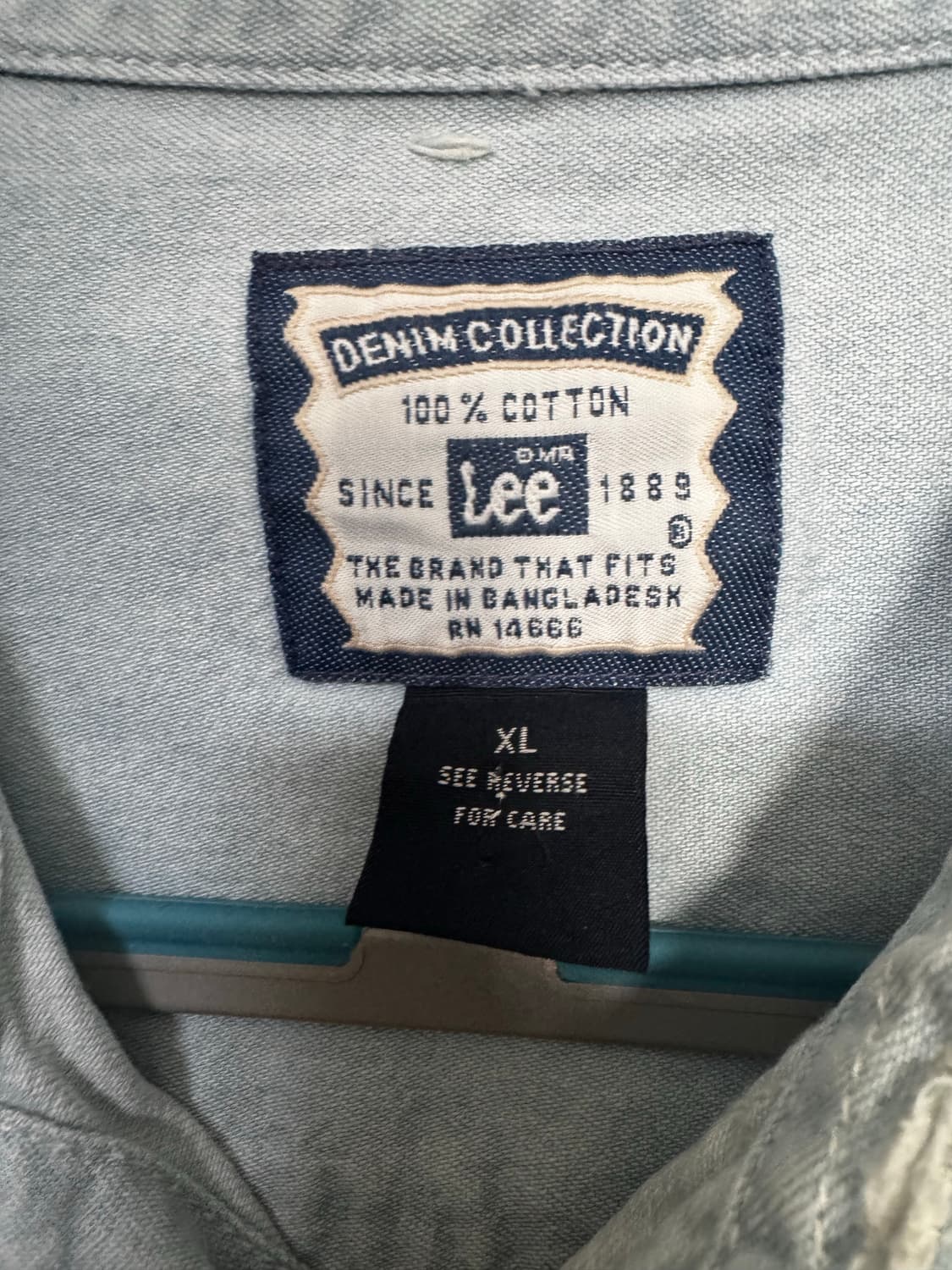 미국 Lee 리 빈티지 연청 데님 셔츠 XL 상품이미지5