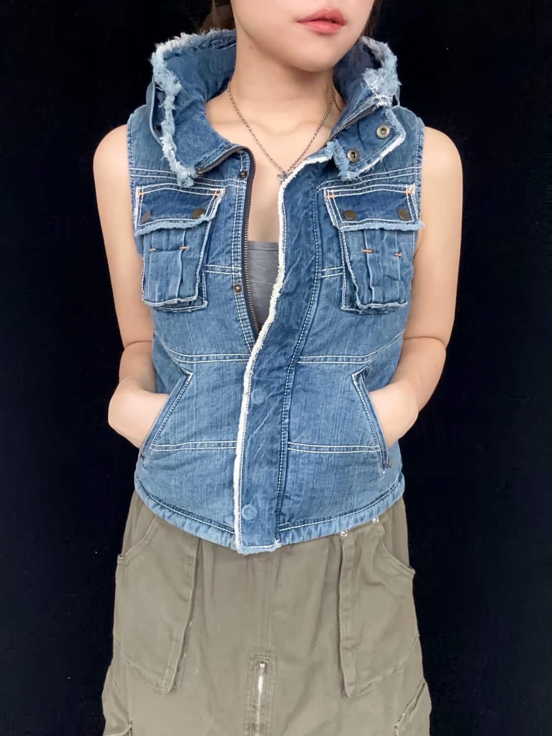 denim pocket jumper vest 상품이미지3