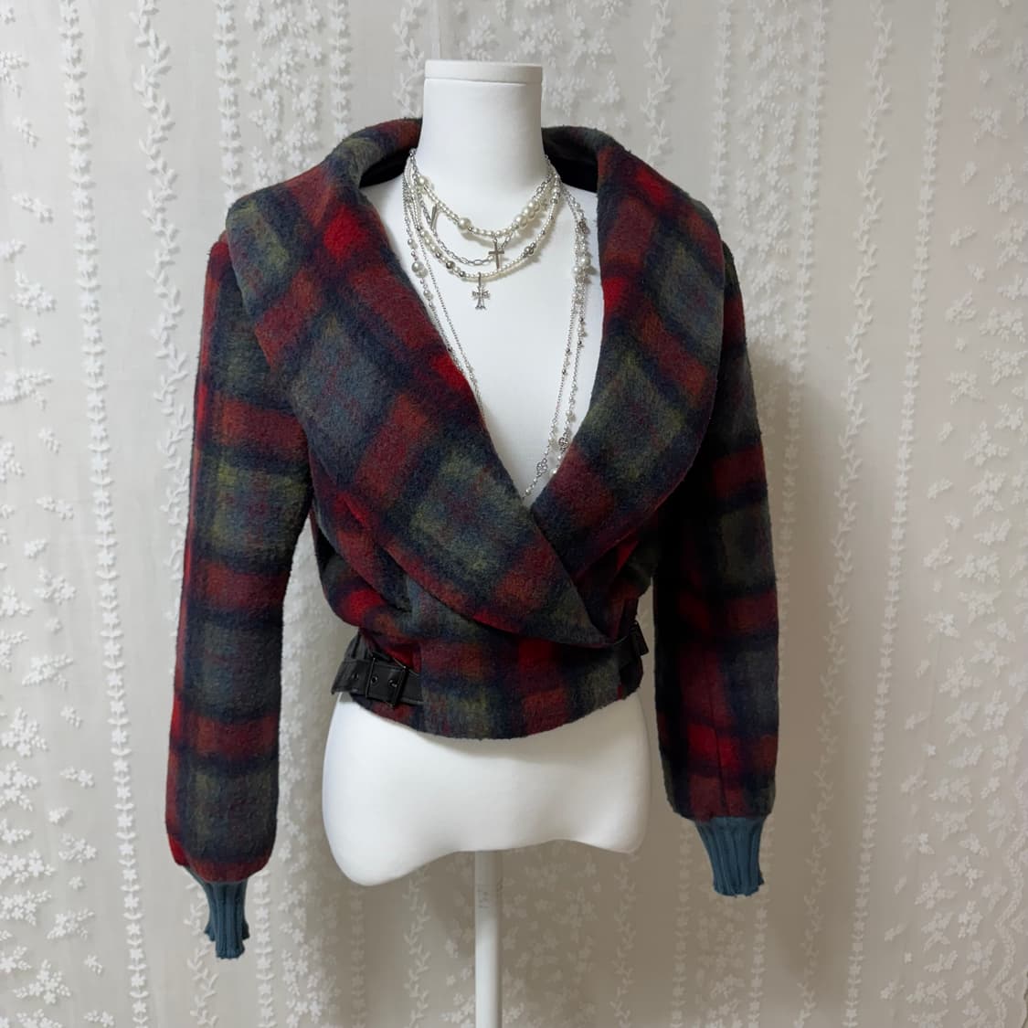 비비안웨스트우드 앵글로매니아 타탄 체크 자켓 라나울 40 상품이미지6