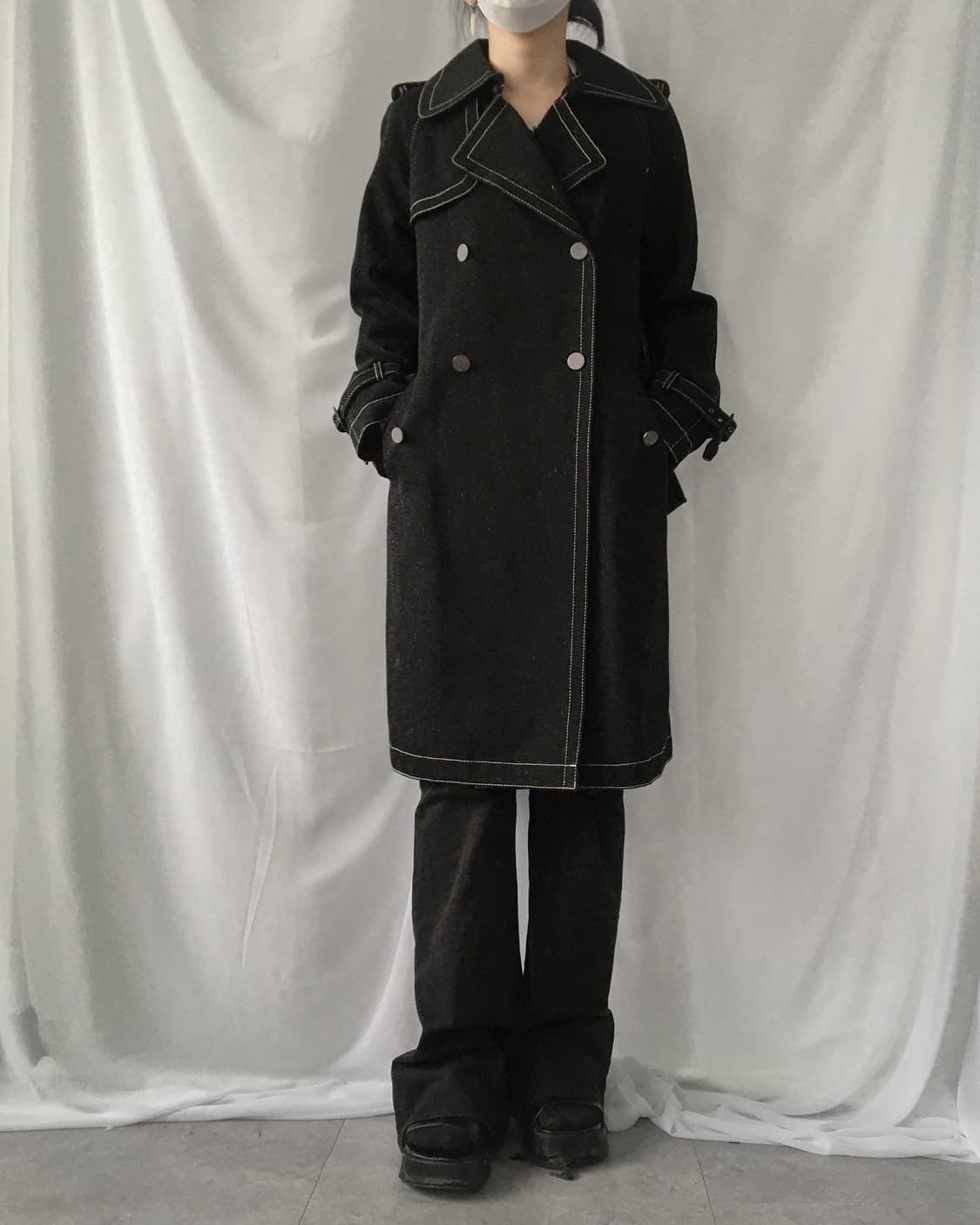 Stitch belted point double button coatSt 상품이미지1