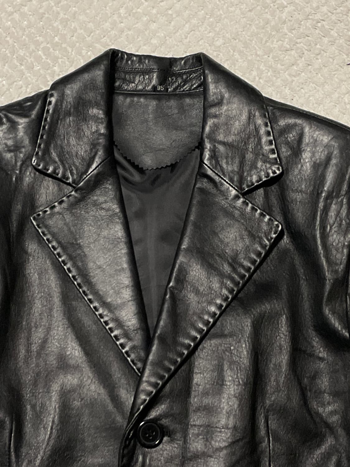 광희시장 웨스턴 무드 램스킨 양가죽 스티치 레더 자켓 상품이미지4