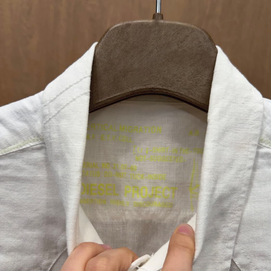 디젤 린넨 반팔 셔츠 웨스턴 요그 절개 더블 플랩 포켓 디테일 아이보리 상품이미지7