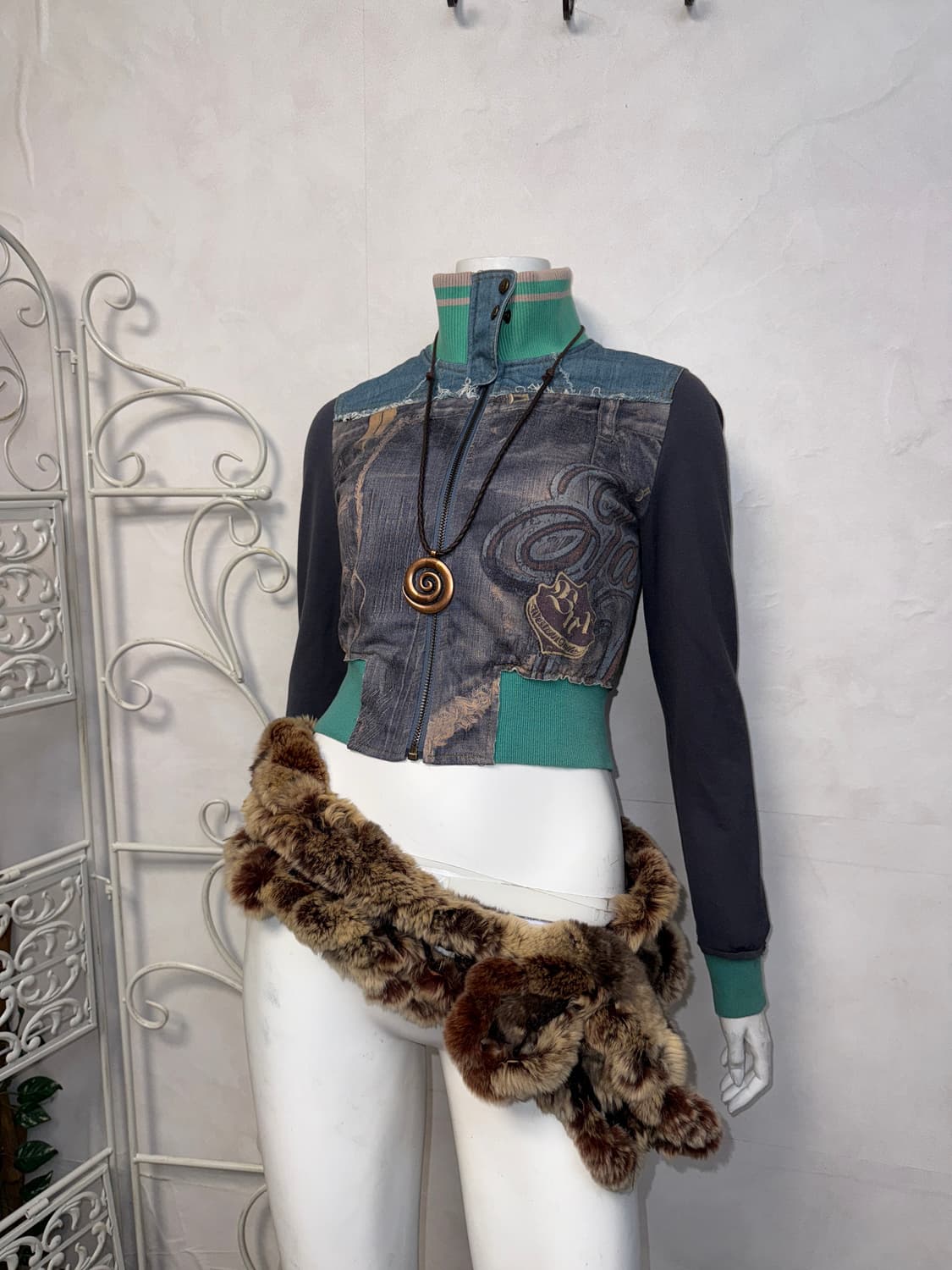 BNX vintage denim lettering crop jersey 상품이미지6