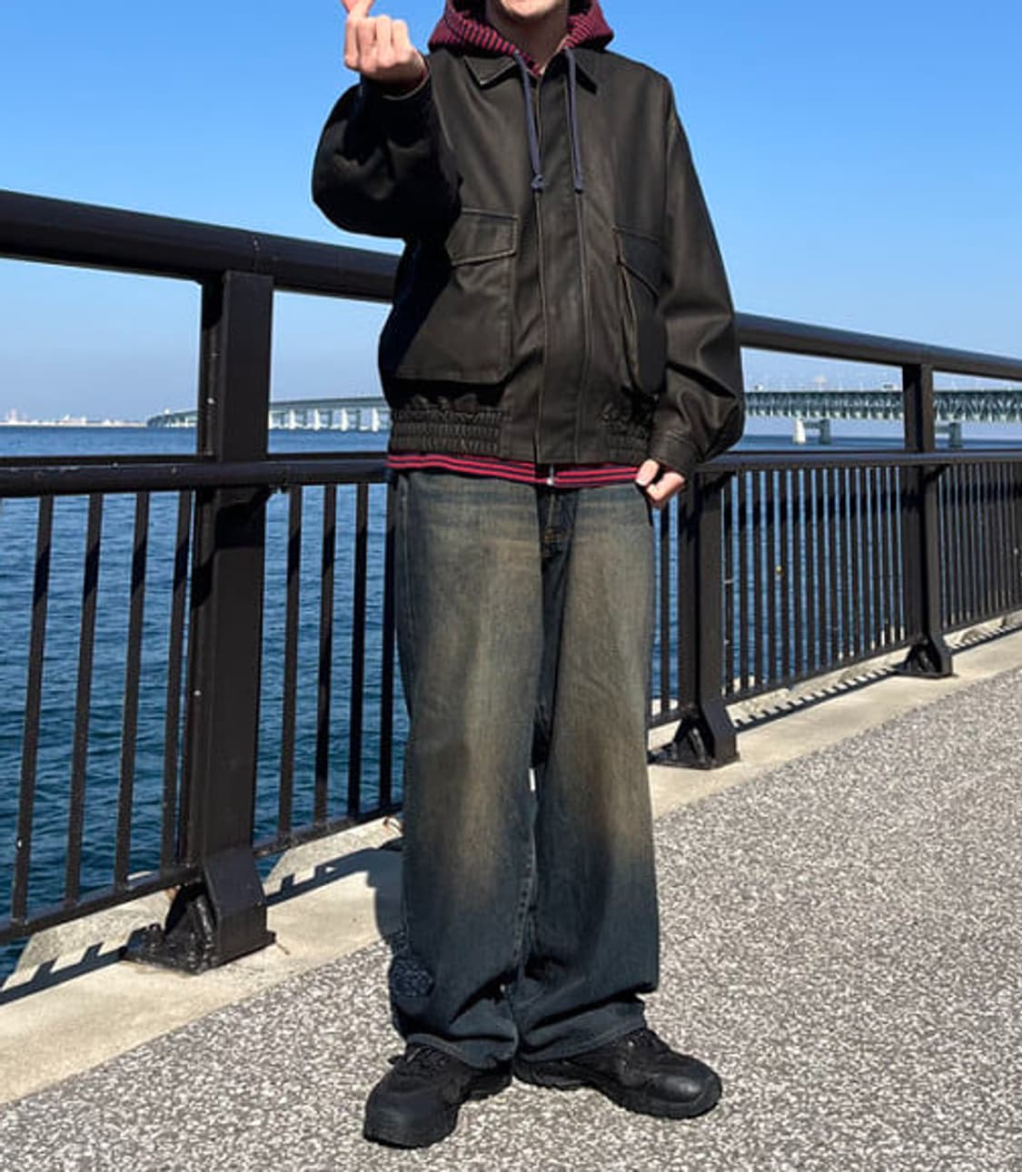 Beams 빔즈 와이드 데님 더스트 인디고 녹워싱 XL 상품이미지8