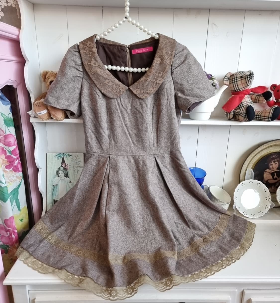 Pinky Girls(핑키걸즈) 클래식 브라운 울레이스 원피스 상품이미지3