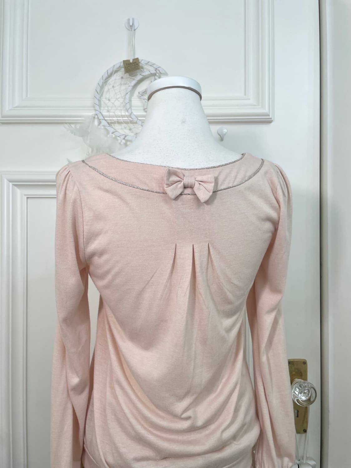 coralpink back bow shirring cotton top 상품이미지4