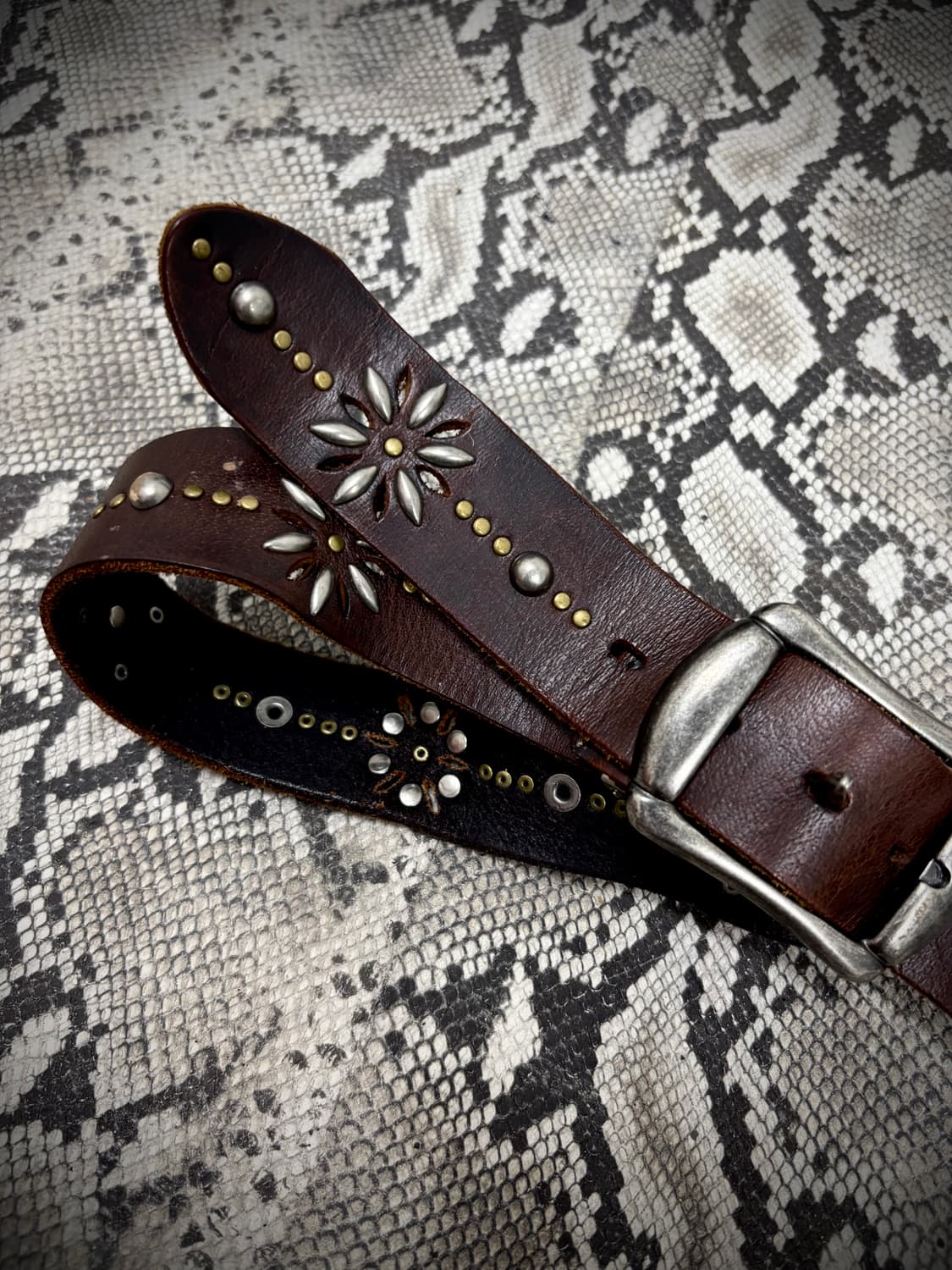 “Vintage” Western Stud Detail Brown Belt 상품이미지5