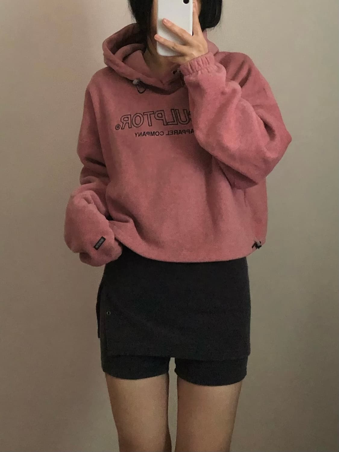 스컬프터 플리스 크롭 후드티 상품이미지1