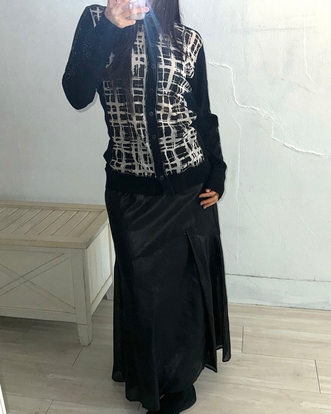 Black Glossy Long Skirt 상품이미지7
