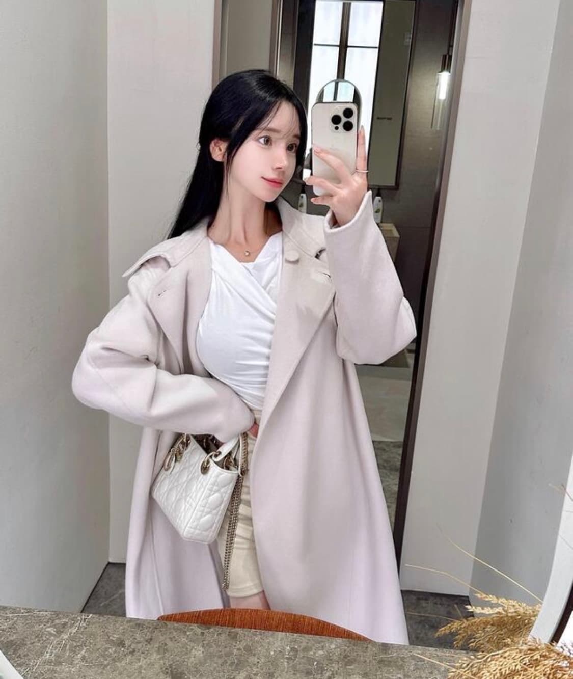 메이윤 패딩 핸드메이드 코트 기본기장 오트밀핑크 상품이미지1