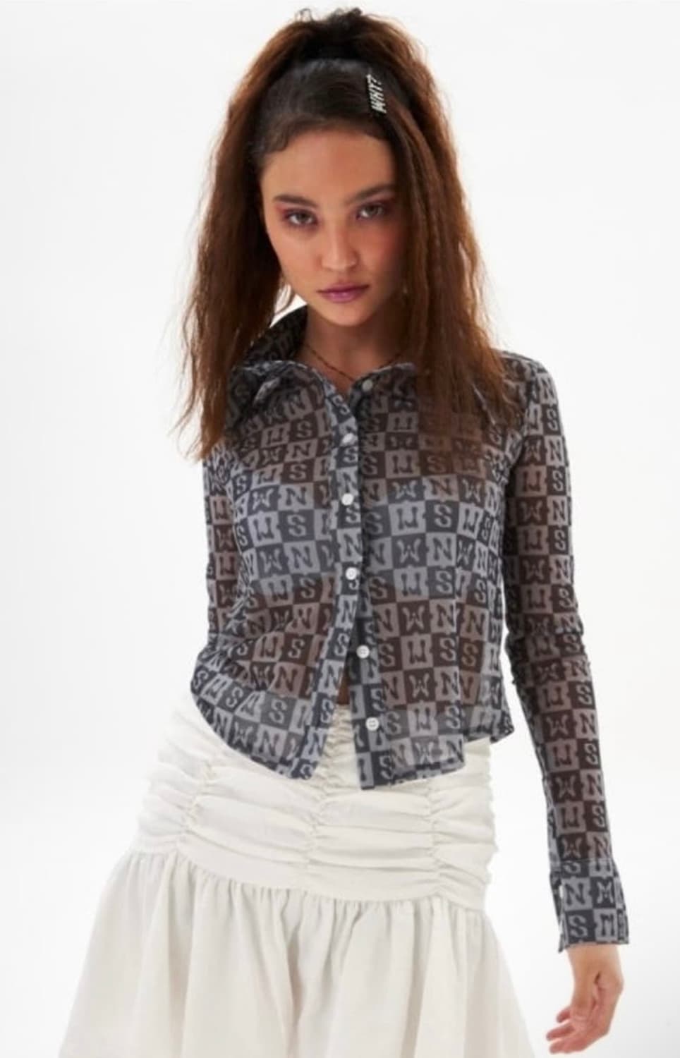 whynotus mesh crop shirts 상품이미지2