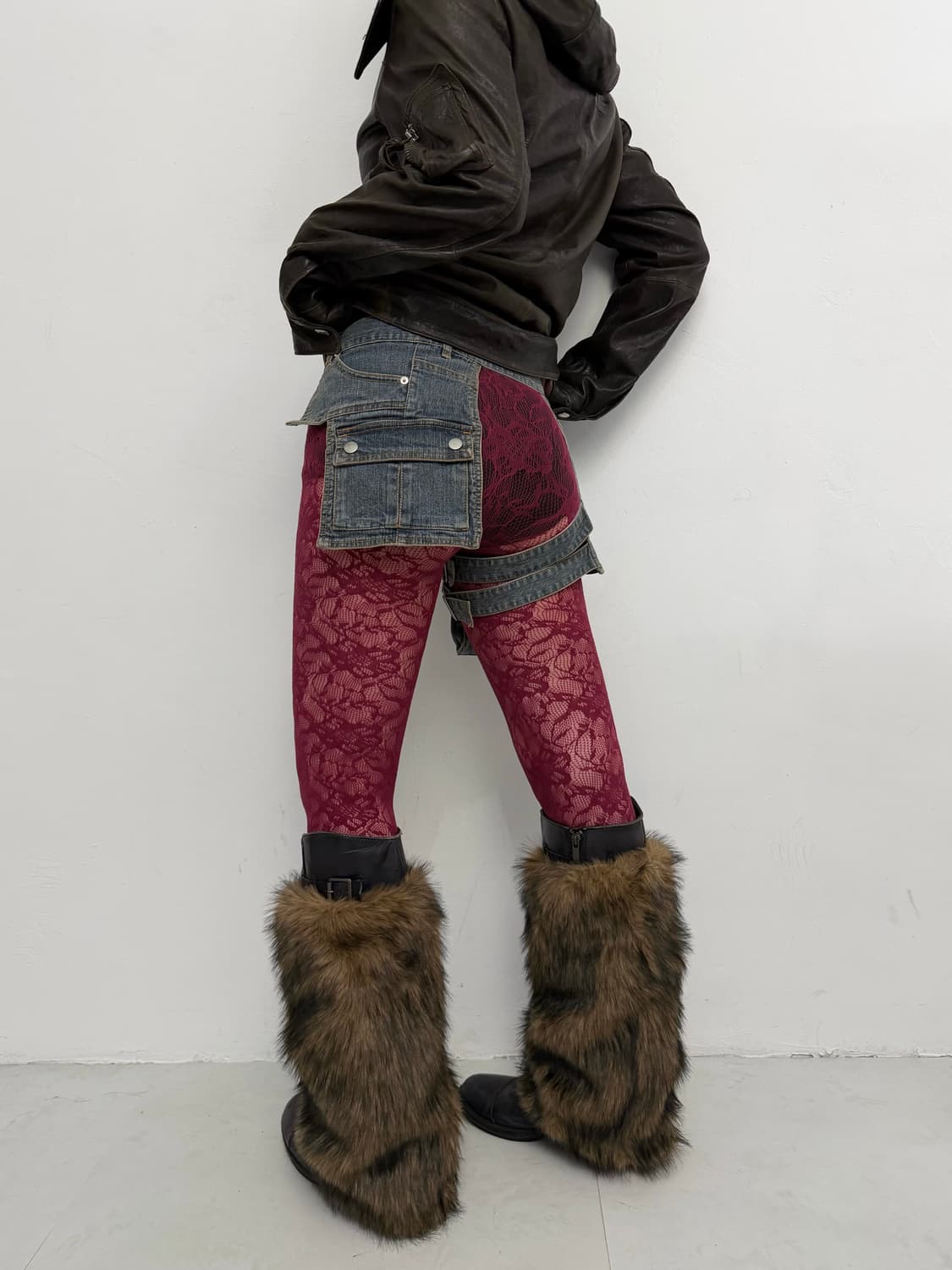 데님 벨트 레그 하네스 스커트 상품이미지3