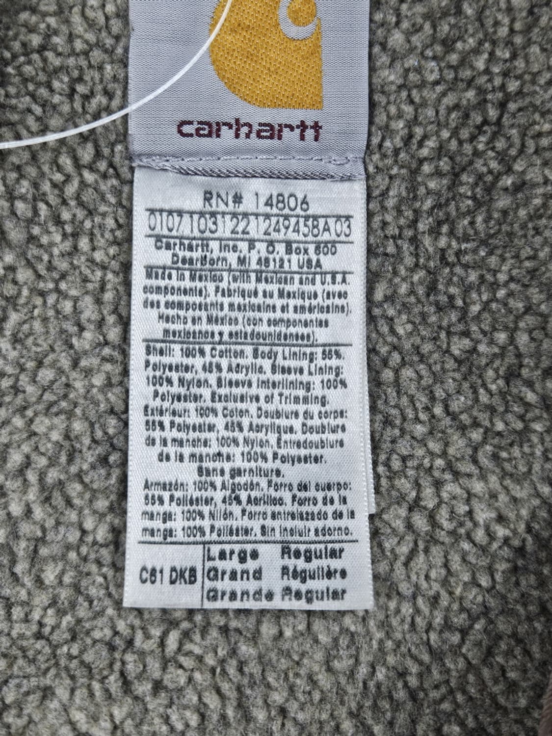 칼하트 C61 릿지코트 아크틱 초어 자켓 ( L ) / 10069 상품이미지7