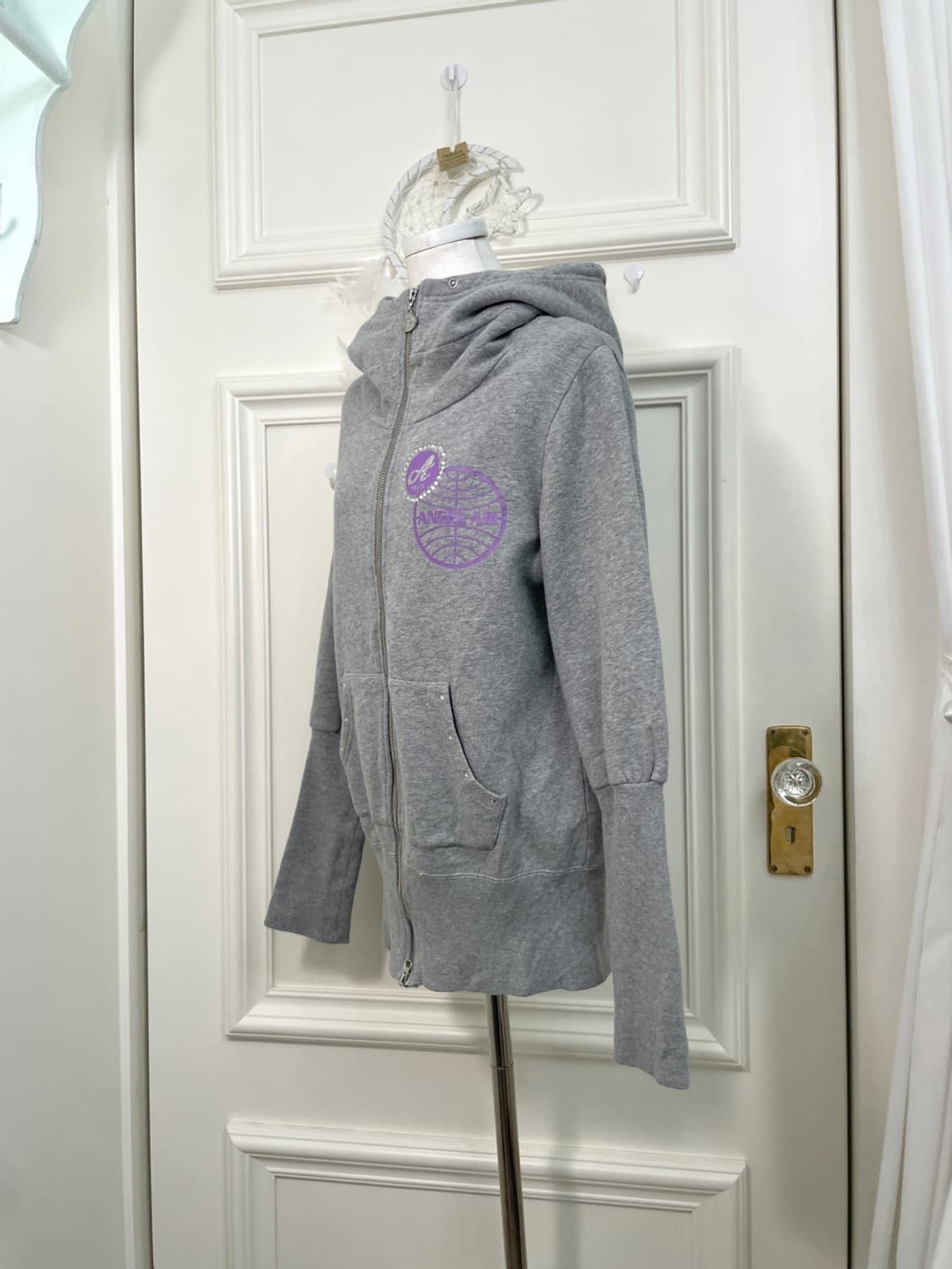 gray stone lettering point sleeve rib ho 상품이미지2