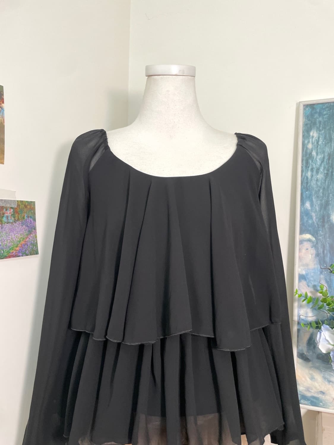 black ruffle puff long sleeve blouse 상품이미지5