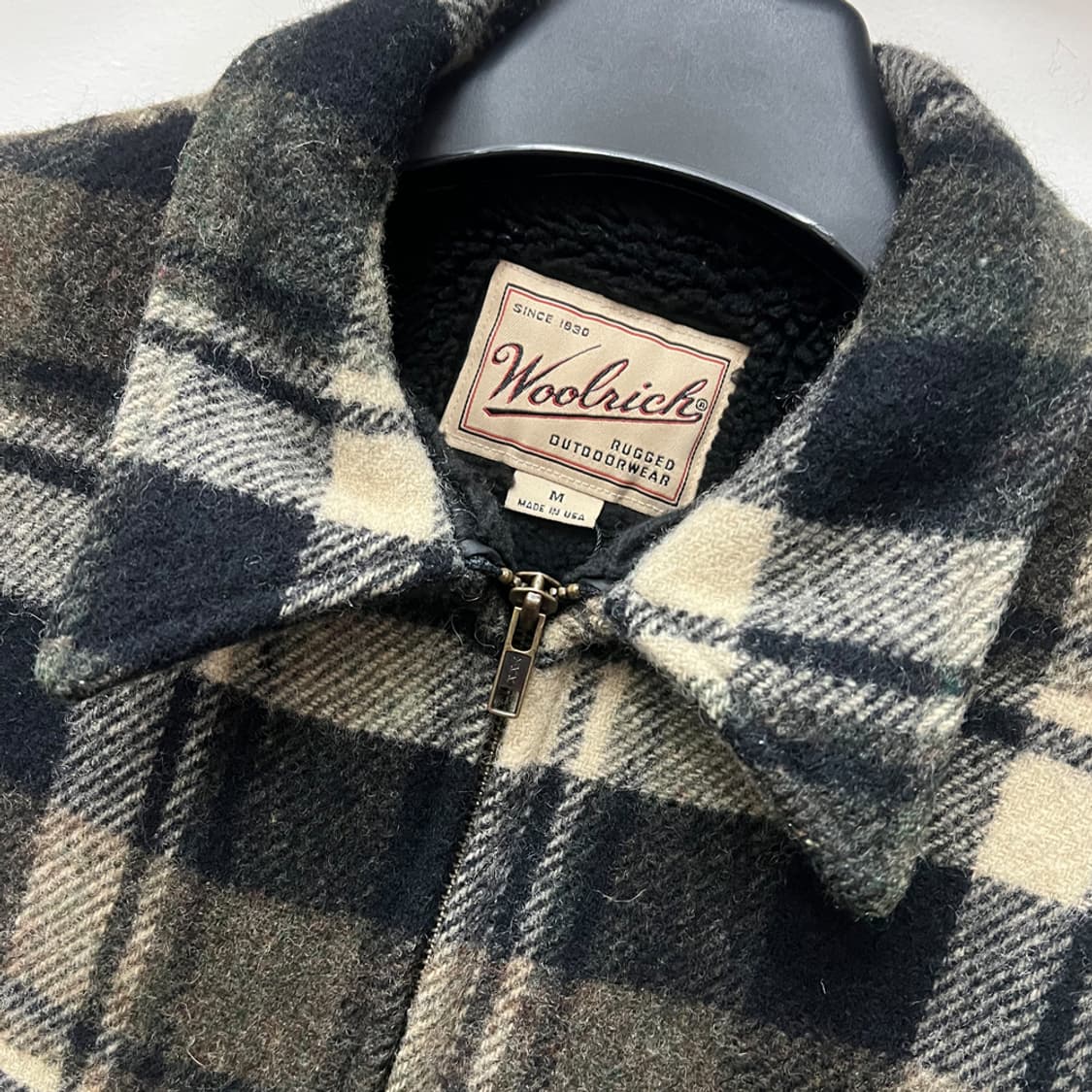 90s USA 울리치 체크 울 블루종 자켓 해외 M 상품이미지3