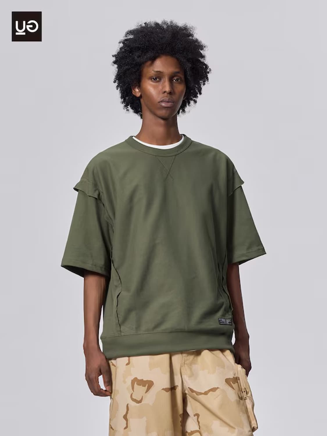 L) GU 언더커버 undercover 스웻셔츠 티셔츠 반팔 맨투맨 카키 상품이미지1