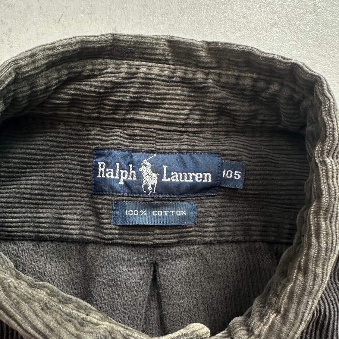90s 두산 정품 폴로 랄프로렌 코듀로이 셔츠 챠콜 105 상품이미지5