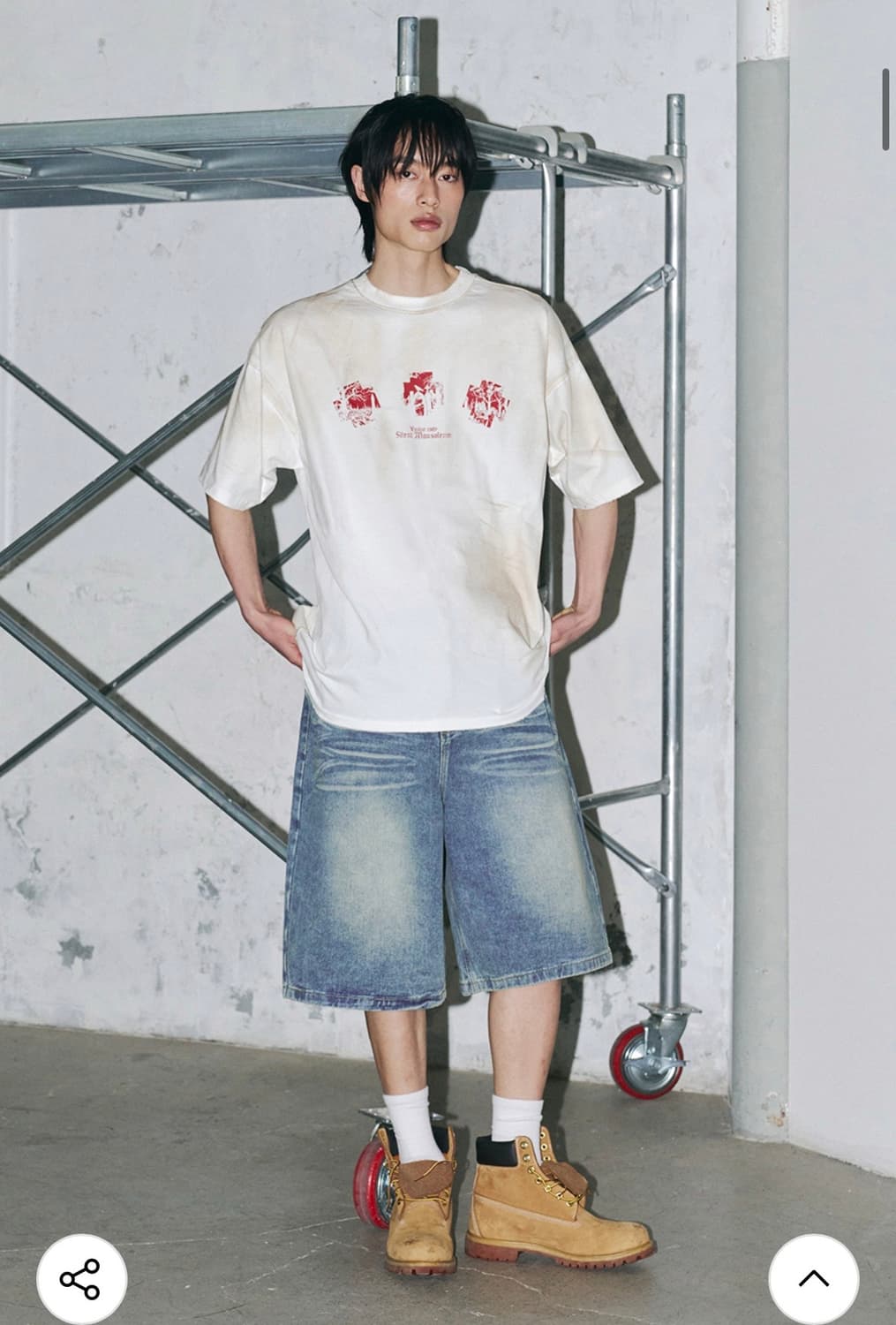 [택 제거 새상품] 어널러코드 페이드 버뮤다 데님 팬츠 (미디엄 블루,  상품이미지4