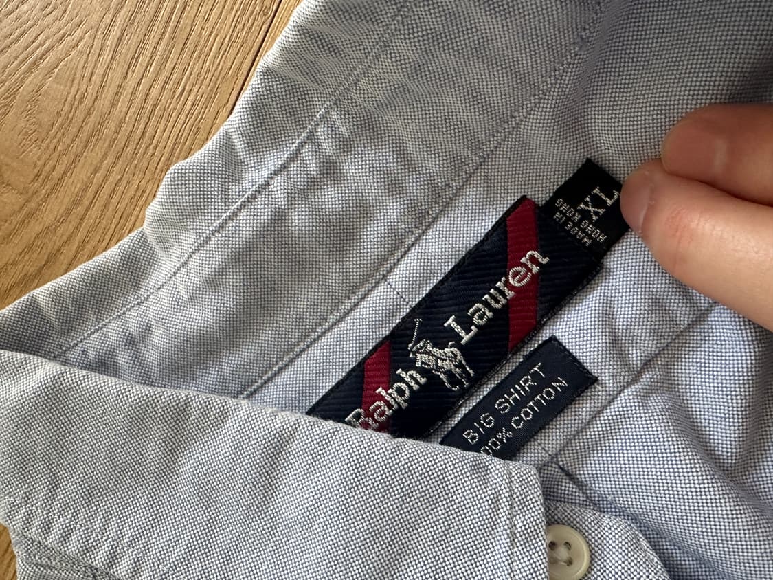 폴로 빅셔츠 블루 컬러 xl 90년대 홍콩산 상품이미지3