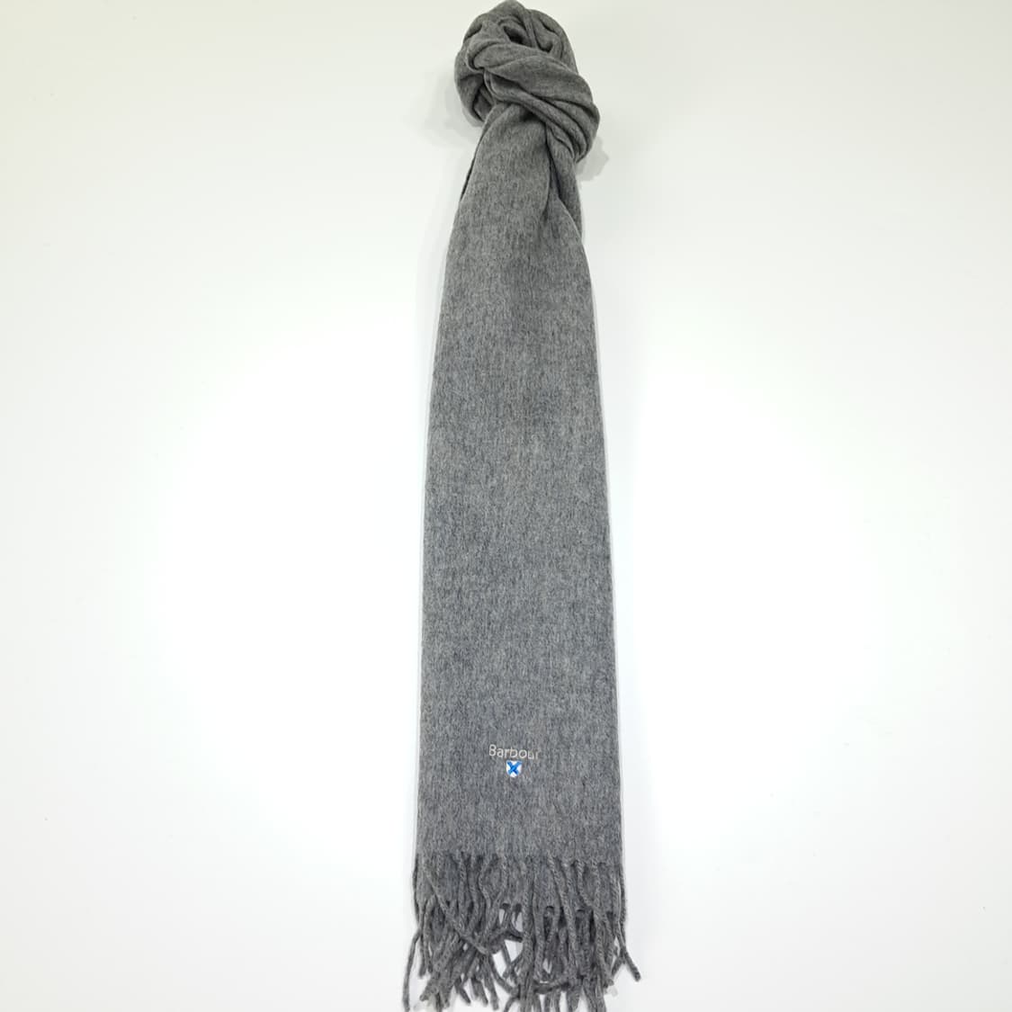 MX539 바버 울 로고자수 멜란지그레이 머플러 목도리 상품이미지5