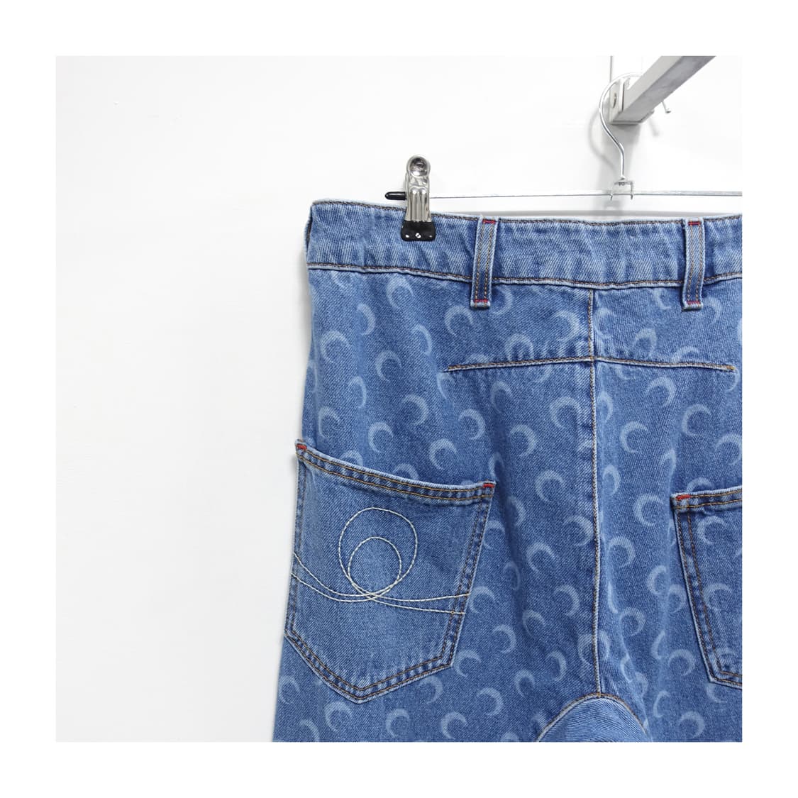 [46]MARINESERRE 마린세르 화이트라인 문패턴 데님팬츠 상품이미지5