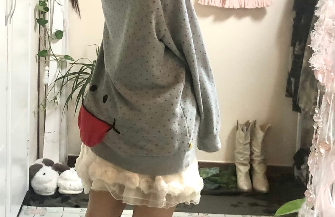 업스마일 도트 후드티 상품이미지2