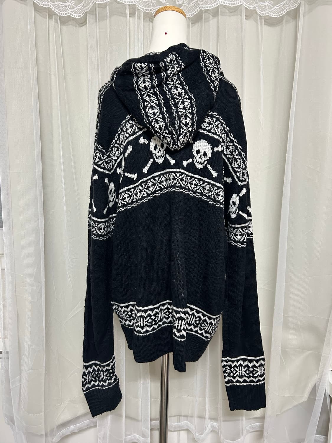 해골 스컬 펑크 니트후드집업 상품이미지2