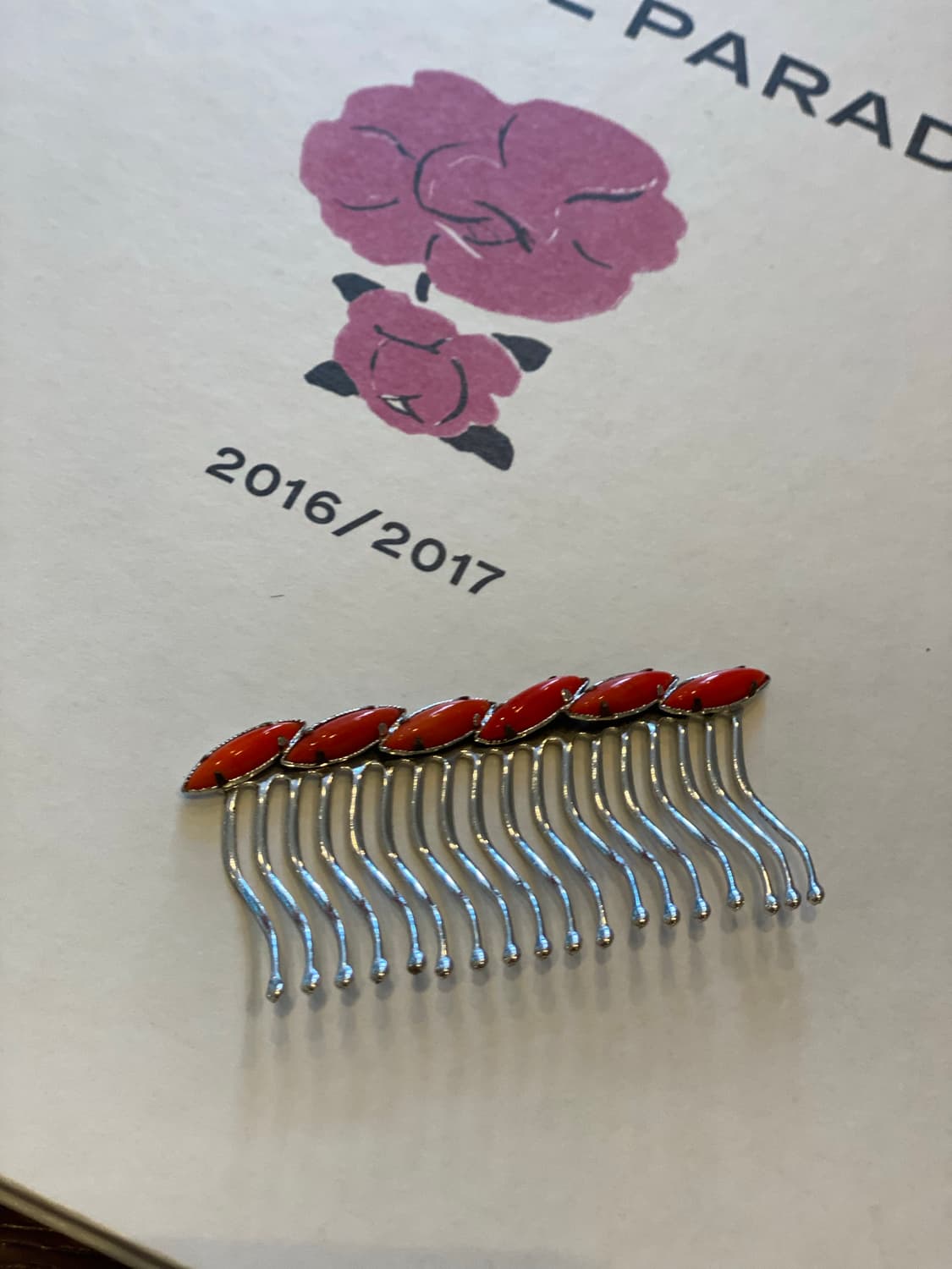 천연 산호 빗핀 헤어핀 상품이미지2